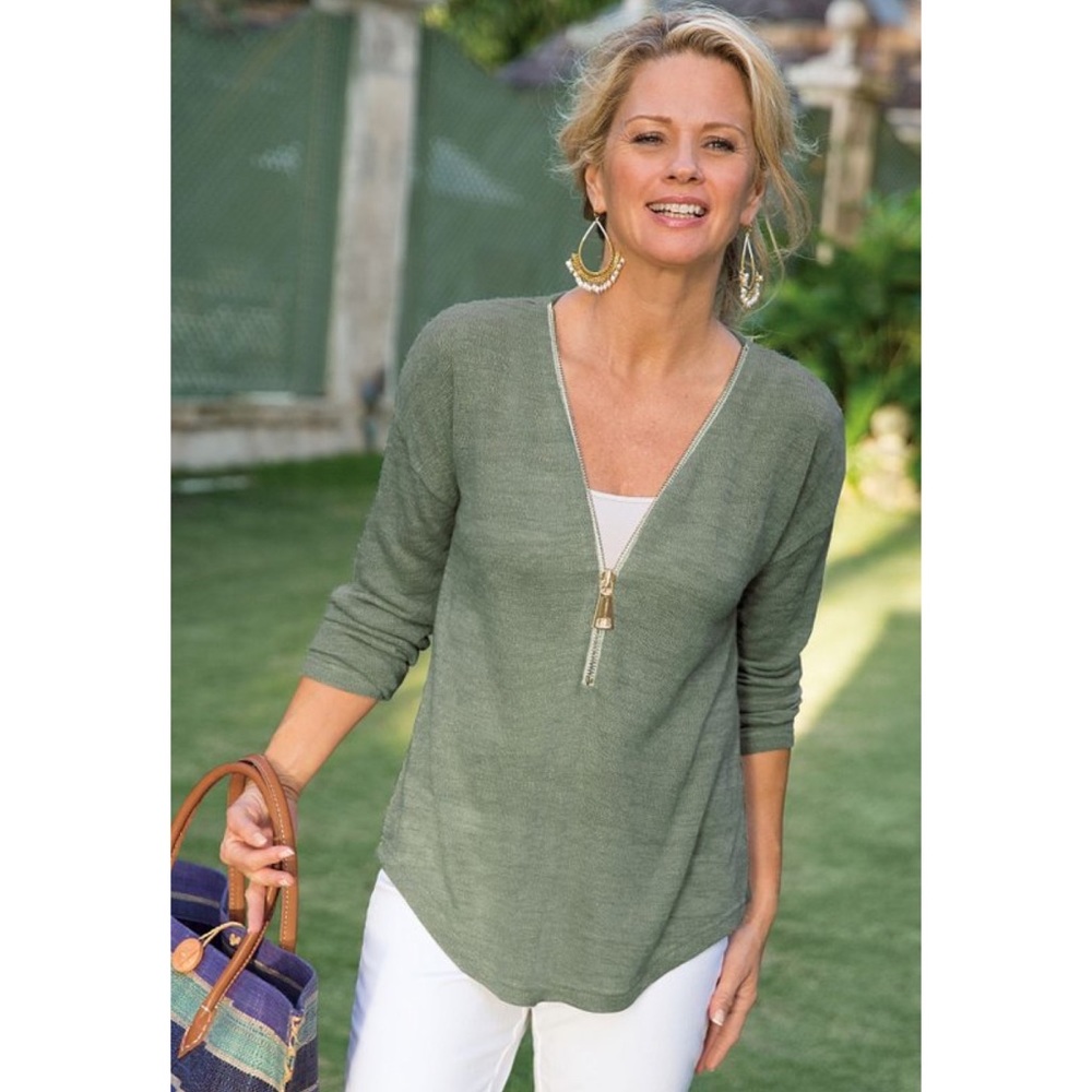 Soft Surroundings Valentina Zip Sweater Size Large